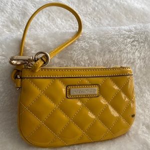 Calvin Klein vinyl quilted wristlet: Bright Yellow!